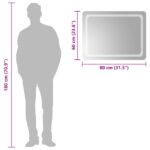 vidaXL Zrkadlo do kúpeľne s LED Priehľadná 80 x 60 cm tvrdené sklo – Obrázok 6