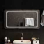 vidaXL Zrkadlo do kúpeľne s LED Priehľadná 90 x 50 cm tvrdené sklo