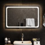 vidaXL Zrkadlo do kúpeľne s LED Priehľadná 90 x 60 cm tvrdené sklo – Obrázok 3