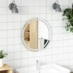 vidaXL Zrkadlo do kúpeľne s LED Priehľadná Ø 60 cm tvrdené sklo