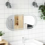 vidaXL Zrkadlo do kúpeľne s LED Priehľadná 100 x 45 cm tvrdené sklo