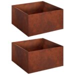 vidaXL Záhradný kvetináč 2 ks Hrdzavý 60 x 60 x 30 cm – Obrázok 2