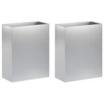 vidaXL Záhradný kvetináč 2 ks Strieborná 40 x 20 x 40 cm – Obrázok 2