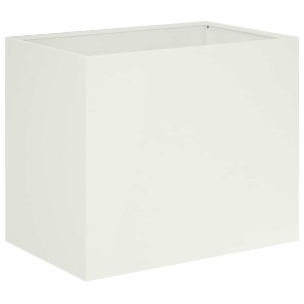 vidaXL Záhradný kvetináč Biela 50 x 40 x 50 cm Studený valcovaný oceľ – Obrázok 2