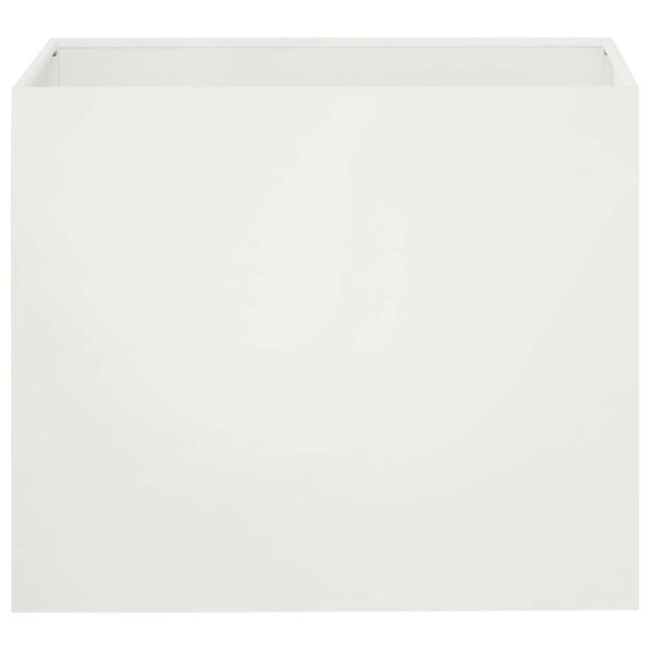 vidaXL Záhradný kvetináč Biela 50 x 40 x 50 cm Studený valcovaný oceľ – Obrázok 3