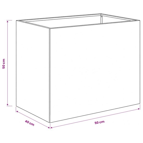 vidaXL Záhradný kvetináč Biela 50 x 40 x 50 cm Studený valcovaný oceľ – Obrázok 7
