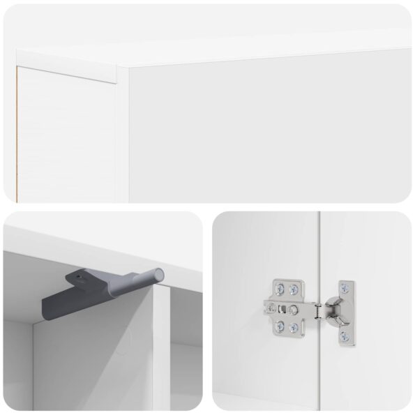 vidaXL Rám krbu Biela 102 x 18 x 100,5 cm Kompozitné drevo – Obrázok 9