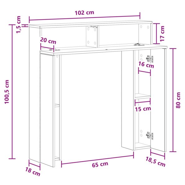 vidaXL Rám krbu Dub sonoma 102 x 18 x 100,5 cm Kompozitné drevo – Obrázok 11