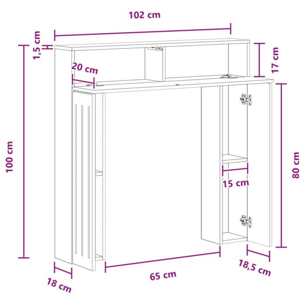vidaXL Rám krbu Dymový dub 102 x 18 x 100,5 cm Kompozitné drevo – Obrázok 11