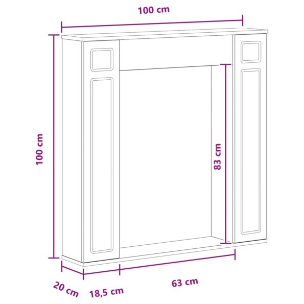 vidaXL Rám krbu Biela 100 x 20 x 100 cm Kompozitné drevo – Obrázok 10