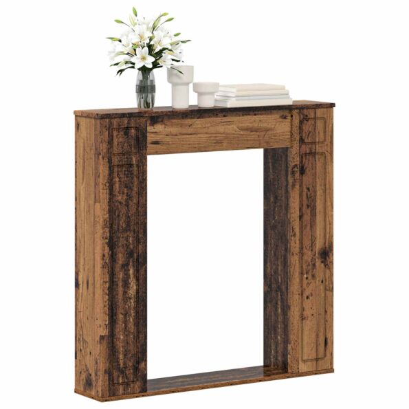vidaXL Rám krbu Staré drevo 100 x 20 x 100 cm Kompozitné drevo – Obrázok 3
