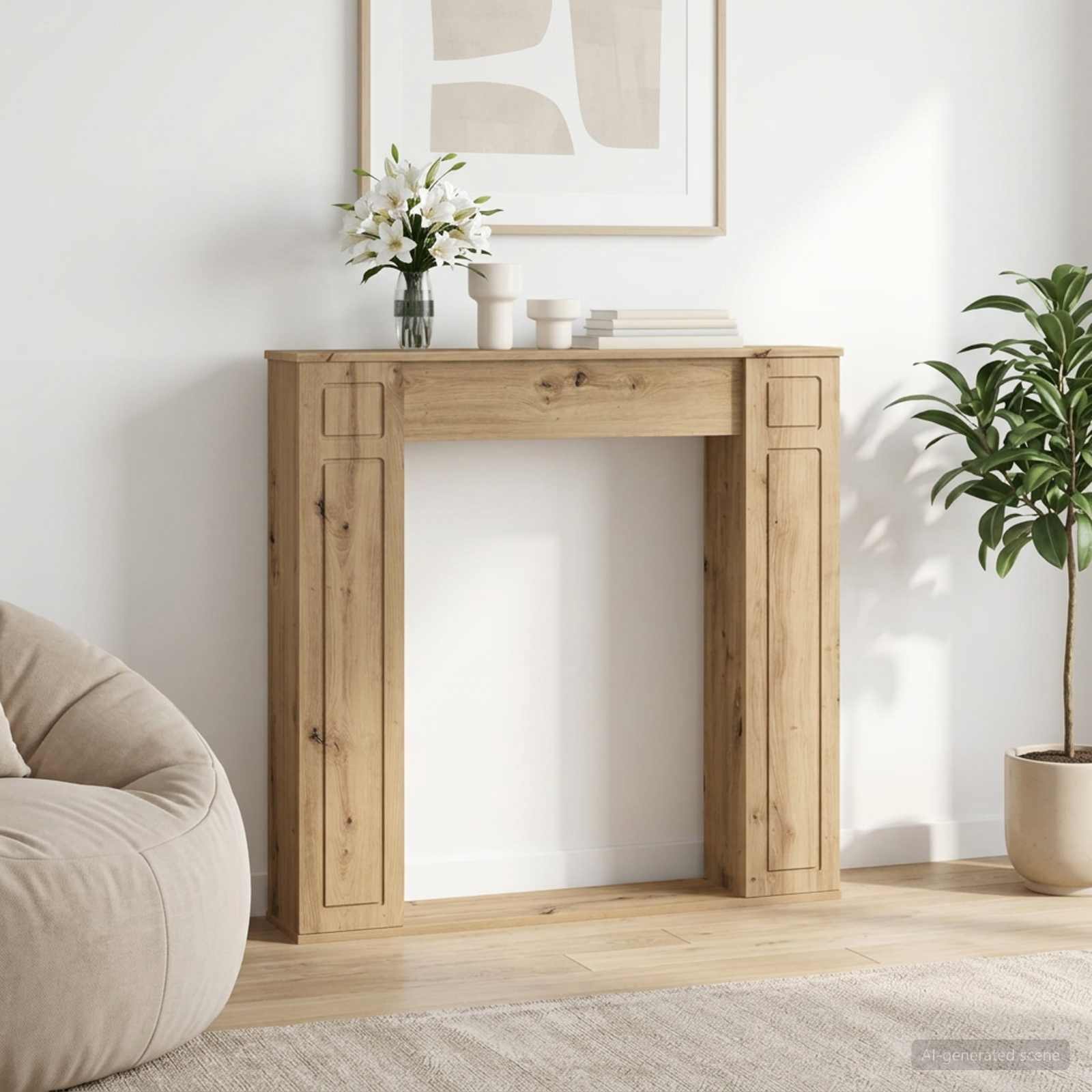 8006623_1.jpg vidaXL Rám krbu Dub artisan 100 x 20 x 100 cm Kompozitné drevo – Obrázok 1