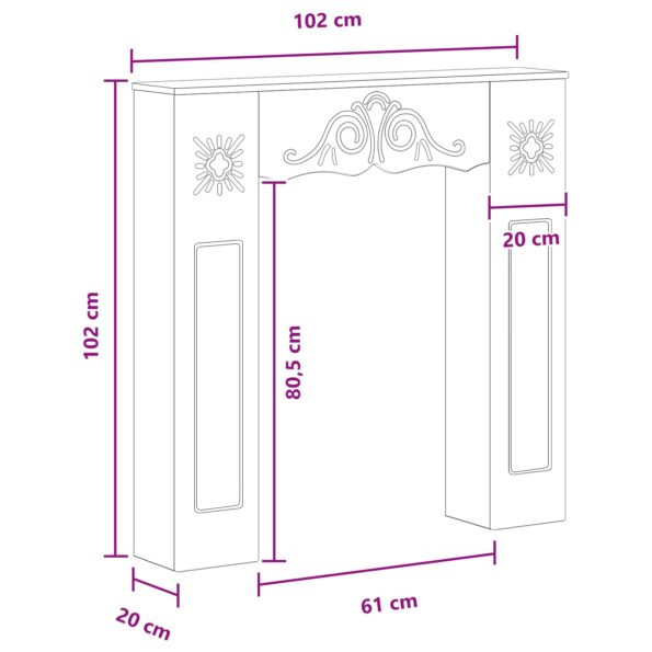 vidaXL Rám krbu Čierna 102 x 20 x 102 cm Kompozitné drevo – Obrázok 9