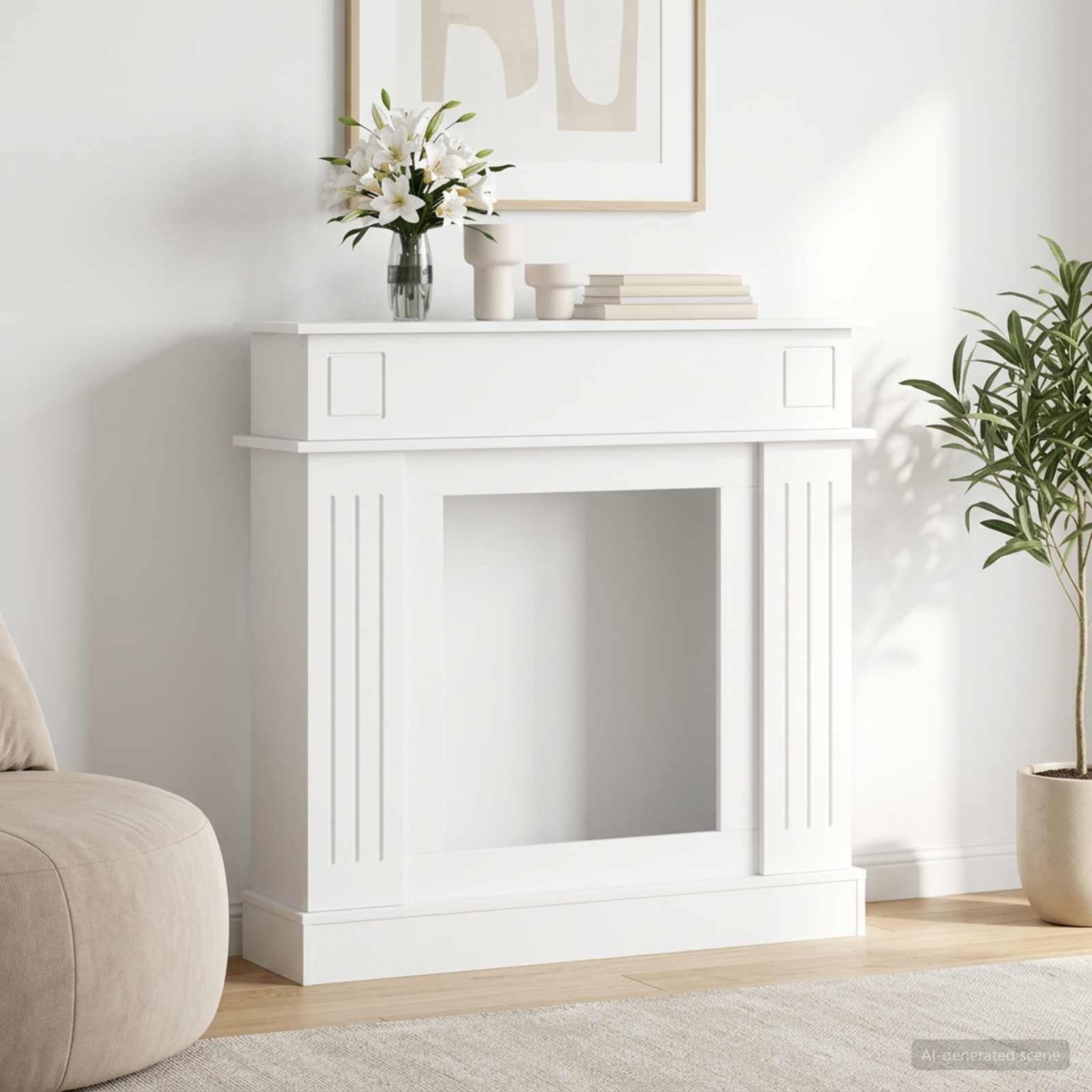 8006642_1.jpg vidaXL Rám krbu Biela 102 x 26 x 100 cm Kompozitné drevo – Obrázok 1