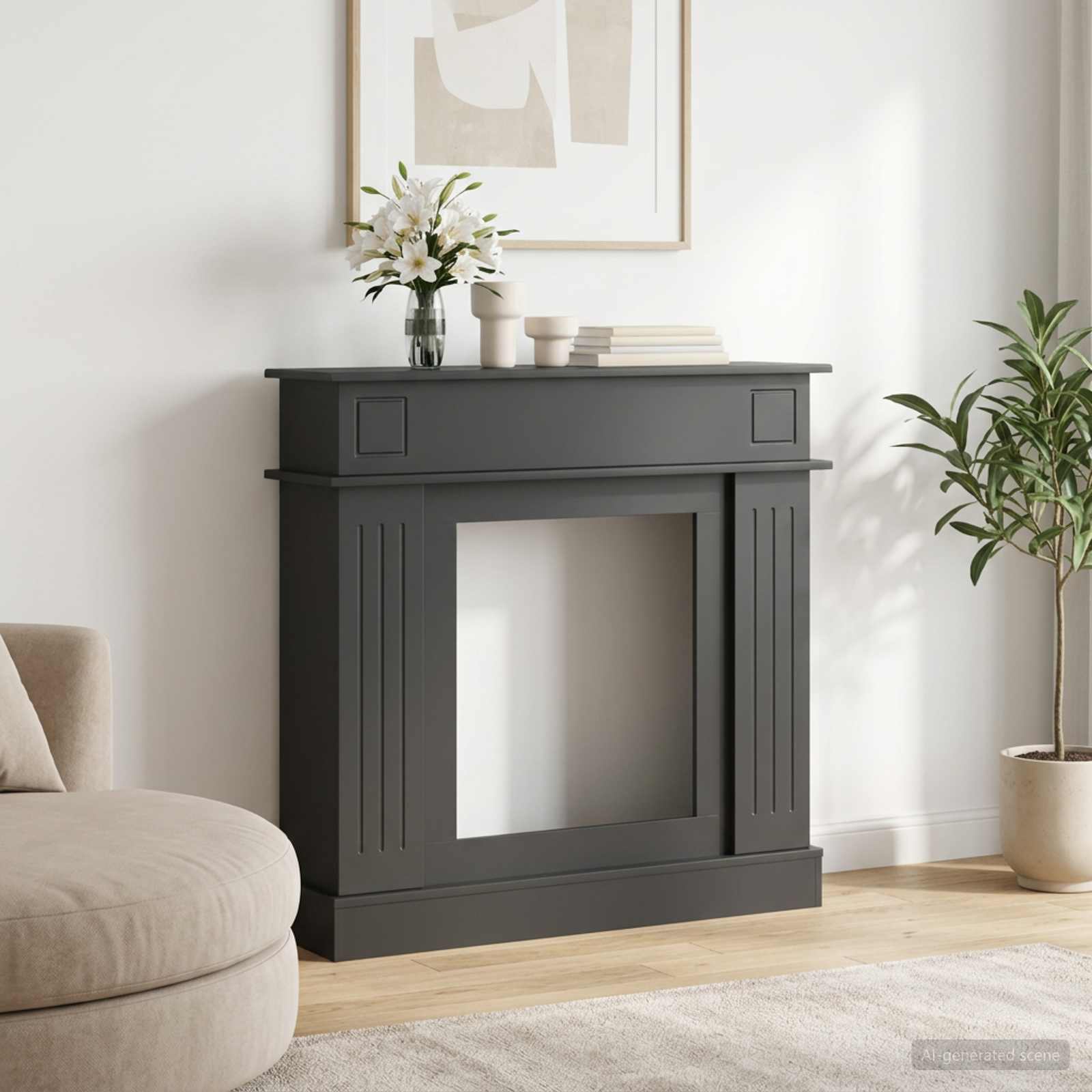 8006643_1.jpg vidaXL Rám krbu Čierna 102 x 26 x 100 cm Kompozitné drevo – Obrázok 1
