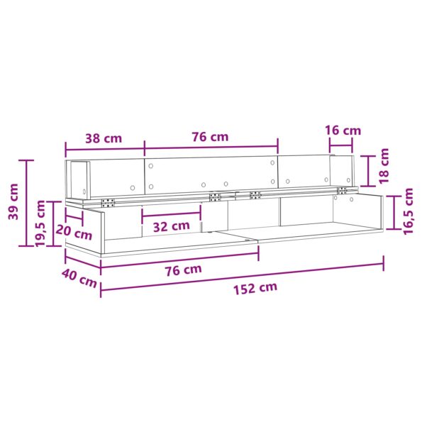 vidaXL Štúdiový stôl Dub sonoma 152 x 40 x 19,5 cm Kompozitné drevo – Obrázok 11
