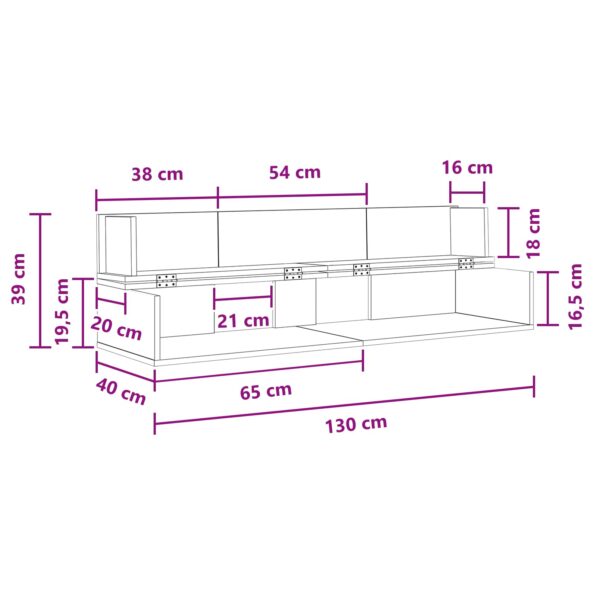 vidaXL Štúdiový stôl Dub sonoma 130 x 40 x 19,5 cm Kompozitné drevo – Obrázok 11