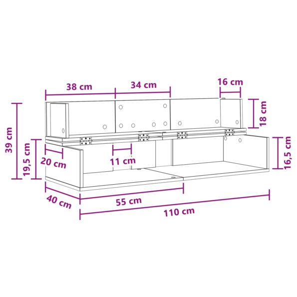 vidaXL Štúdiový stôl Dub sonoma 110 x 40 x 19,5 cm Kompozitné drevo – Obrázok 11