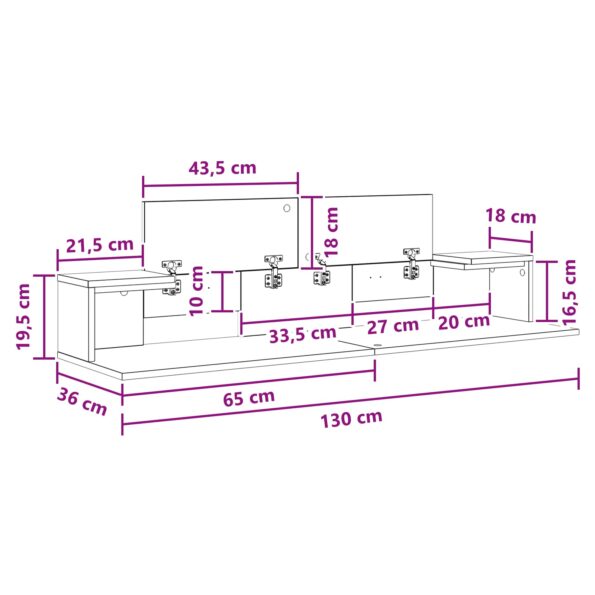 vidaXL Štúdiový stôl Čierny dub 130 x 36 x 19,5 cm Kompozitné drevo – Obrázok 11