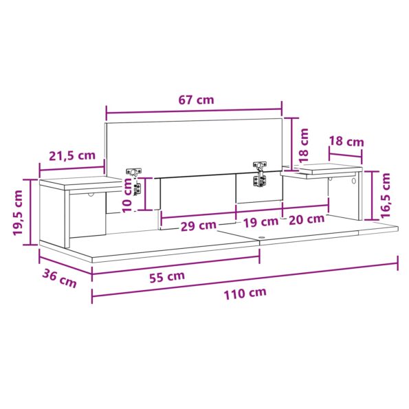 vidaXL Štúdiový stôl Dymový dub 110 x 36 x 19,5 cm Kompozitné drevo – Obrázok 11