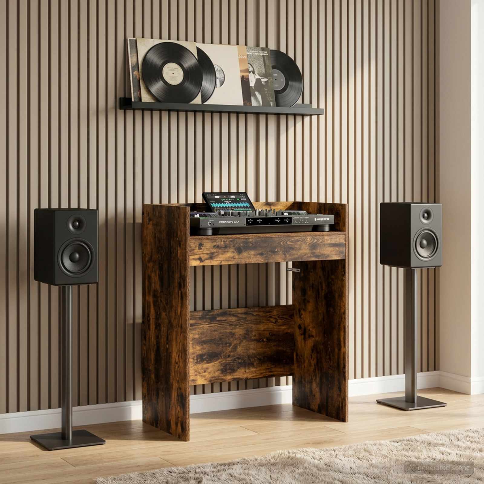 8006744_1.jpg vidaXL DJ stôl Dymový dub 102 x 45 x 102 cm Kompozitné drevo – Obrázok 1
