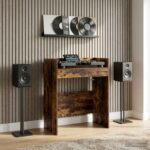 vidaXL DJ stôl Dymový dub 82 x 45 x 102 cm Kompozitné drevo