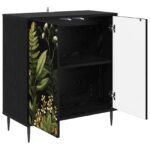 vidaXL Servírovacia skriňa RHENEN Čierny dub 69 x 33 x 76 cm – Obrázok 4