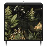 vidaXL Servírovacia skriňa RHENEN Čierny dub 69 x 33 x 76 cm – Obrázok 5