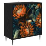 vidaXL Servírovacia skriňa LOCHEM Čierny dub 69 x 33 x 76 cm – Obrázok 2