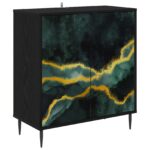 vidaXL Servírovacia skriňa WIJHE Čierny dub 69 x 33 x 76 cm – Obrázok 2