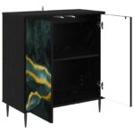 vidaXL Servírovacia skriňa WIJHE Čierny dub 69 x 33 x 76 cm – Obrázok 3