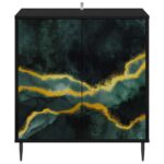 vidaXL Servírovacia skriňa WIJHE Čierny dub 69 x 33 x 76 cm – Obrázok 4