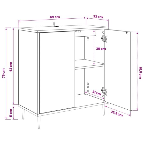 vidaXL Servírovacia skriňa BORNE Čierny dub 69 x 33 x 76 cm – Obrázok 9