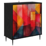 vidaXL Servírovacia skriňa HEESCH Čierny dub 69 x 33 x 76 cm – Obrázok 2