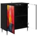 vidaXL Servírovacia skriňa HEESCH Čierny dub 69 x 33 x 76 cm – Obrázok 3