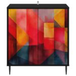 vidaXL Servírovacia skriňa HEESCH Čierny dub 69 x 33 x 76 cm – Obrázok 4