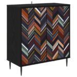 vidaXL Servírovacia skriňa OMMEN Čierny dub 69 x 33 x 76 cm – Obrázok 2