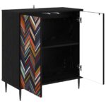 vidaXL Servírovacia skriňa OMMEN Čierny dub 69 x 33 x 76 cm – Obrázok 3