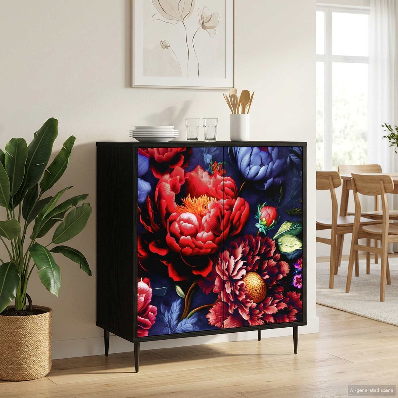 8006943_1.jpg vidaXL Servírovacia skriňa KIEL Čierny dub 69 x 33 x 76 cm – Obrázok 1