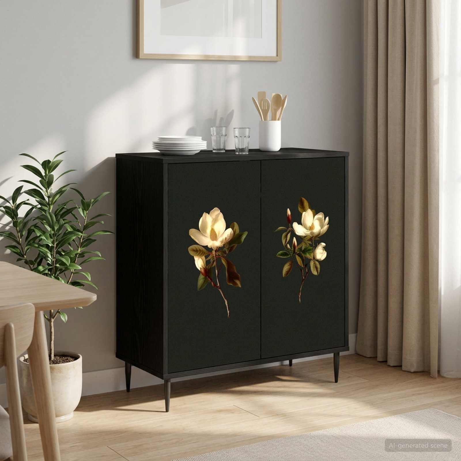 8006947_1.jpg vidaXL Servírovacia skriňa BREMEN Čierny dub 69 x 33 x 76 cm – Obrázok 1