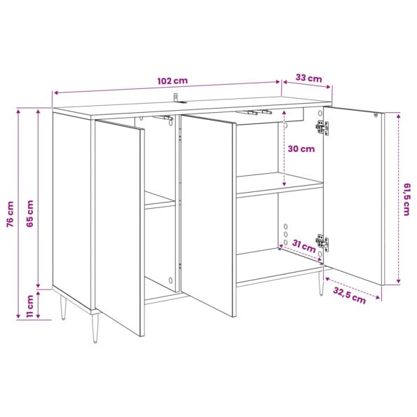 vidaXL Servírovacia skriňa GOTHA Sonoma 102 x 33 x 75 cm – Obrázok 8