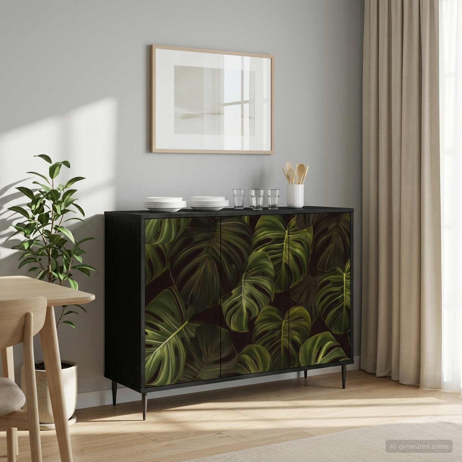 8006973_1.jpg vidaXL Servírovacia skriňa ELBURG Čierny dub 102 x 33 x 76 cm – Obrázok 1