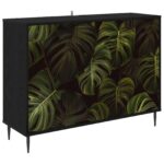 vidaXL Servírovacia skriňa ELBURG Čierny dub 102 x 33 x 76 cm – Obrázok 2