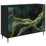 vidaXL Servírovacia skriňa WIJHE Čierny dub 102 x 33 x 76 cm – Obrázok 2