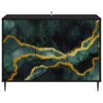 vidaXL Servírovacia skriňa WIJHE Čierny dub 102 x 33 x 76 cm – Obrázok 4