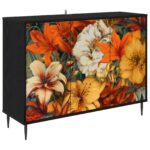 vidaXL Servírovacia skriňa GENNEP Čierny dub 102 x 33 x 76 cm – Obrázok 2