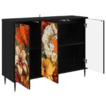 vidaXL Servírovacia skriňa GENNEP Čierny dub 102 x 33 x 76 cm – Obrázok 3