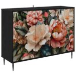 vidaXL Servírovacia skriňa BORNE Čierny dub 102 x 33 x 76 cm – Obrázok 2