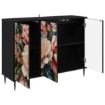 vidaXL Servírovacia skriňa BORNE Čierny dub 102 x 33 x 76 cm – Obrázok 3