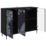 vidaXL Servírovacia skriňa DOKKUM Čierny dub 102 x 33 x 76 cm – Obrázok 3